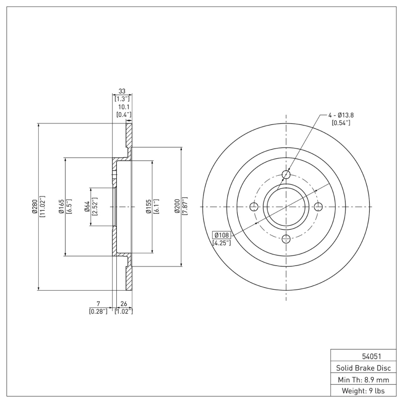 Ford Focus Brake Rotor (1) - Rear - R1 Concepts - Plain - `02-`04